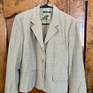 Lauren Ralph Lauren Wool-Blend Light Grey Blazer Size 12